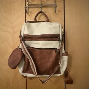 Stylish Cream and Brown Men's Backpack
